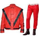 Vestes en cuir rouges en cuir Michael Jackson Taille M look fashion pour homme 