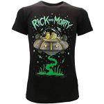 T-shirts fashion noirs en coton Rick and Morty à manches courtes Taille L look fashion pour homme 