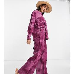 Fashion Union - Exclusivité - Pantalon d'ensemble de plage - Violet effet tie-dye