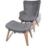 Fauteuil chaise siège lounge design club sofa salon avec repose-pied gris tissu 1102064/3