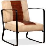 Fauteuil chaise siège lounge design club sofa salon de salon cuir véritable et toile marron 1102321
