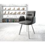 Chaises design DELIFE Vinja-Flex noires en cuir en promo 