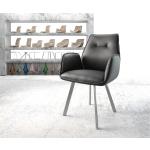 Chaises design DELIFE Zoa-Flex noires en cuir en promo 