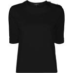 T-shirts col rond Fay noirs en jersey à épaulettes à manches courtes à col rond pour femme 