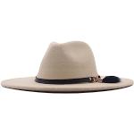 Chapeaux Fedora de mariage beiges en feutre 59 cm Taille M rétro pour femme 