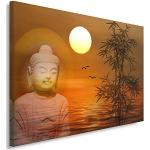 Tableaux sur toile orange à motif Bouddha 