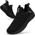Chaussures de running noires en fil filet respirantes à lacets look fashion pour homme en promo 