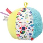 Fehn Balle d'activité en tissu Color Friends - Balle de jeu avec mélange de matériaux et clochettes - Balle en tissu pour bébé - Balle de préhension pour stimuler la motricité - Jouet pour bébés et