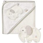 Fehn 056396 Set de bain avec serviette et gant de toilette en coton bio certifié bio (kbA) avec motif animal pour un bain joyeux – pour bébés et jeunes enfants à partir de 0 mois