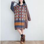 Robes asymétriques d'automne patchwork à capuche look casual pour femme 