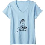 T-shirts bleus à motif Bouddha à manches courtes à manches courtes Taille S classiques pour femme 