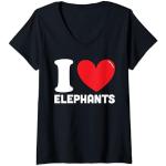 T-shirts I love pour la Saint-Valentin noirs à motif éléphants Taille S classiques pour femme 