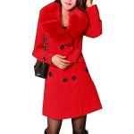 Parkas longues d'automne rouges en fourrure avec ceinture lavable à la main à manches longues Taille XS look fashion pour femme 