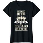 T-shirts pour la fête des mères noirs à motif Chicago à manches courtes à manches courtes look fashion pour femme 