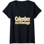 Femme Columbus Vintage T-Shirt avec Col en V