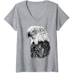 T-shirts Aigle gris à motif animaux à manches courtes à manches courtes Taille S classiques pour femme 