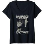 T-shirts noirs à manches courtes David Bowie à manches courtes Taille S classiques pour femme 