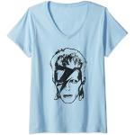 T-shirts bleus à manches courtes David Bowie à manches courtes Taille S classiques pour femme 