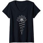 Femme Fleur de lotus, Unalome, yoga, méditation, zen, bouddhisme T-Shirt avec Col en V