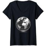 T-shirts noirs imprimé carte du monde Taille S classiques pour femme 