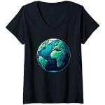 T-shirts noirs imprimé carte du monde Taille S classiques pour femme 