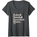 Grease Zuko Sandy Kenickie Rizzo Name Stack T-Shirt avec Col en V