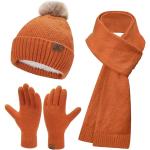 Bonnets de ski orange à pompons Tailles uniques look fashion pour femme 
