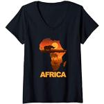 T-shirts noirs imprimé africain à motif Afrique à manches courtes à manches courtes Taille S style ethnique pour femme 