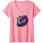 T-shirts roses à effet léopard à motif tigres Taille S classiques pour femme 