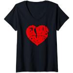 Lenny Kravitz – Red Heart Let Love Rule T-Shirt avec Col en V