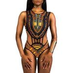 Trikinis noirs imprimé africain à motif Afrique en lot de 1 Taille XS style ethnique pour femme 