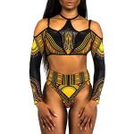 Trikinis noirs imprimé africain à motif Afrique en lot de 1 Taille S style ethnique pour femme 