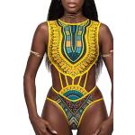Maillots de bain une pièce imprimé africain à motif Afrique en lot de 1 Taille M style ethnique pour femme 