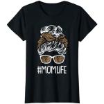 T-shirts pour la fête des mères noirs à effet léopard à motif animaux à manches courtes à manches courtes look fashion pour femme 