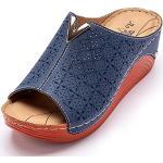 Sandales bleues en cuir synthétique en cuir à bouts ouverts Pointure 37 look fashion pour femme 