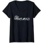 Femme Nomade avec avion volant autour du globe T-Shirt avec Col en V