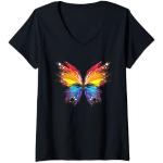 Femme Papillon T-Shirt avec Col en V