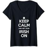 Femme RESTEZ CALME ET APPRENEZ VOTRE IRLANDAIS T-Shirt avec Col en V