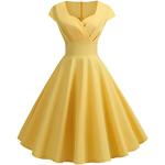 Robes vintage pin up jaunes à pois Taille S look Pin-Up pour femme 