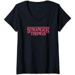 Stranger Things 4 Dripping Red Logo T-Shirt avec Col en V