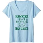 Stranger Things 4 Hawkins High School Green Logo T-Shirt avec Col en V
