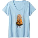 T-shirts bleus à motif Bouddha à manches courtes à manches courtes Taille S look fashion pour femme 