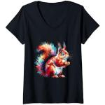 T-shirts humour noirs à effet zèbre à motif écureuils Taille S look color block pour femme 