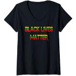 Femme T-shirt noir avec message « Black Lives Matter » pour Martin Luther King Day T-Shirt avec Col en V