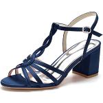 Sandales à talons bleu marine à bouts ouverts Pointure 43 look fashion pour femme 