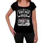 Femme Tee-Shirt – Aged to Perfection All Original Parts 1958 – 66 Ans T-Shirt Graphique Idée Cadeau 66e Anniversaire Vintage Année 1958 Nouveauté Noir Profond M