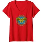 Wonder Woman Vintage Emblem T-Shirt avec Col en V