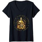 T-shirts noirs à motif Bouddha à manches courtes à manches courtes Taille S classiques pour femme 
