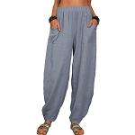 Pantalons taille haute gris à carreaux Taille 3 XL look fashion pour femme 