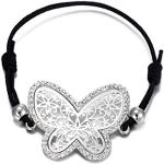 Bracelets de perles argentés en cristal à perles à motif papillons look fashion pour femme 